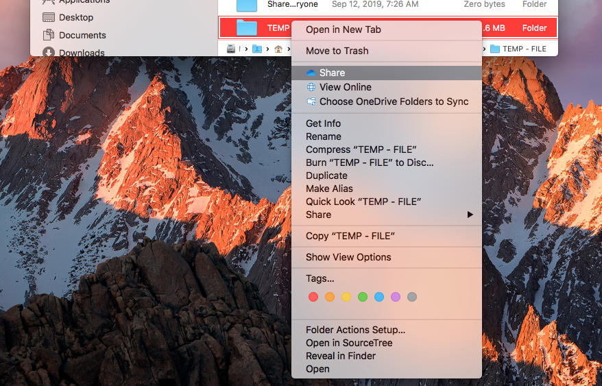 Share an entire folder from OneDrive Desktop - MAC